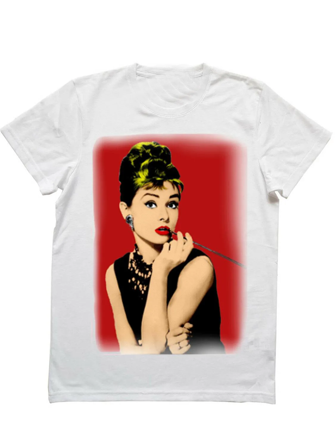 T-Shirt Maglietta Audrey Hepburn Ragazza In Red Summer Cotton Short Sleeve O-Neck Tops Tee Shirts Hip Hop T Shirt