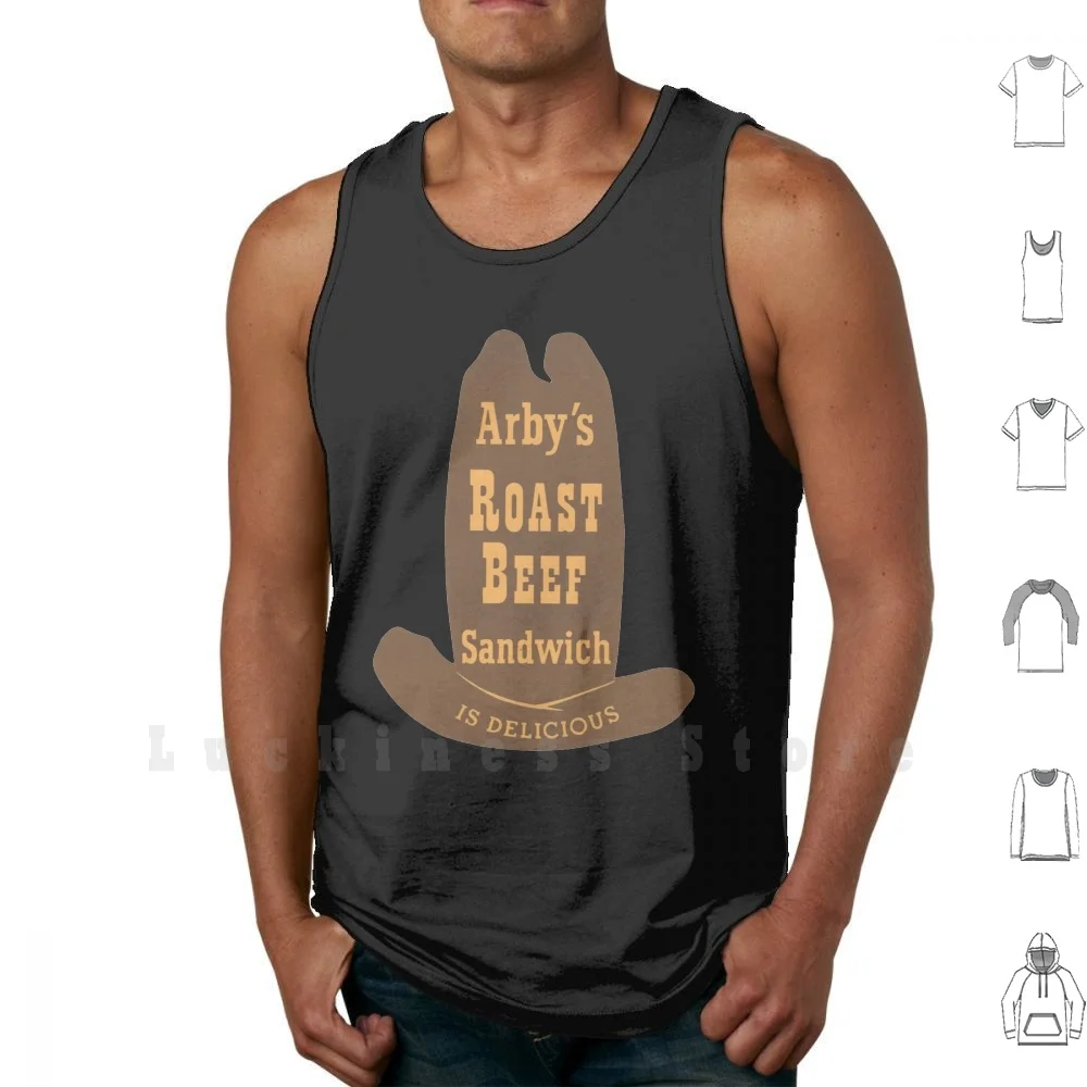 Arby's Roast Beef Tank Tops Vest 100% Cotton Arbys Food Fast Sandwich Hat Brown Retro Throwback Vintage Classic Old French