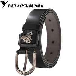 YKLYMYXJUNIA Women Leather Belt Width:2.8cm,95-110cm Female Waistband Genuine Leather Strp Black\Coffee\White Color