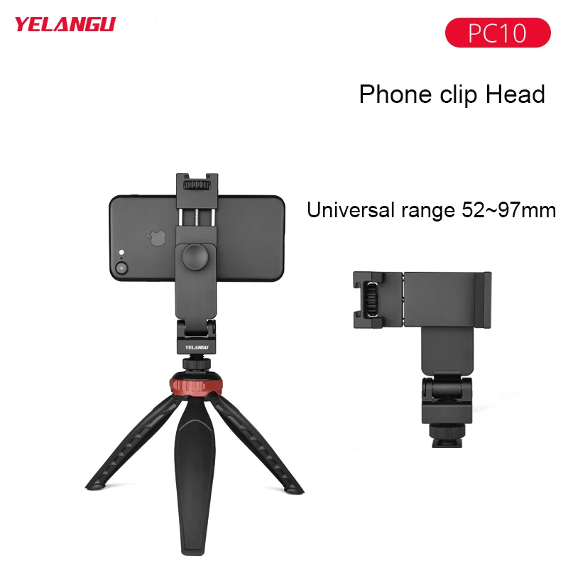 Lekki mały statyw z CNC Cold Shoe 360 kąt obrotu klips do telefonu przenośny Selfie Stick do aparatu telefon komórkowy Vlogging