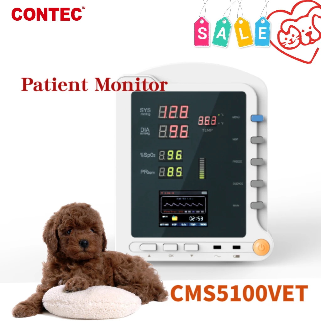 

Contec Veterinary Use Patient Monitor CMS5100VET ECG SPO2 NIBP TEMP Applicable for Hospitals community medical treatment Family