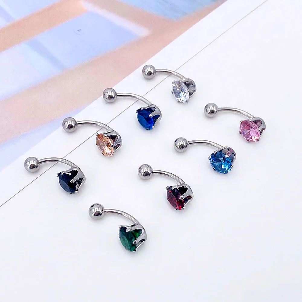 1PC Steel Belly Button Rings Navel Piercing Fashion Colorful Zircon Navel Earring Rings Barbell Piercings Sexy Body Jewelry