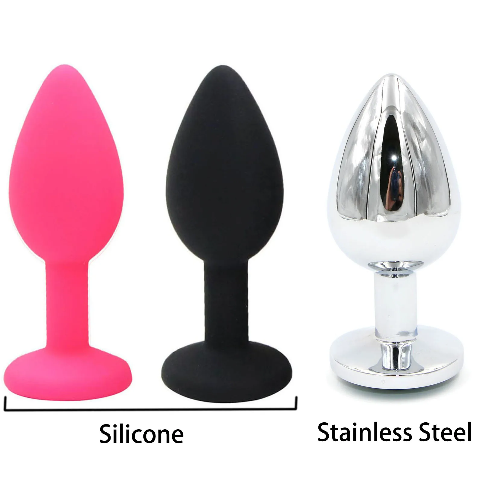 YEMA 3 Pcs/Set Stainless Steel Big Butt Anal Plug Metal Buttplug & 10 Mode Vibrator Sexy Product Sex Toys for Men Gay Women Shop