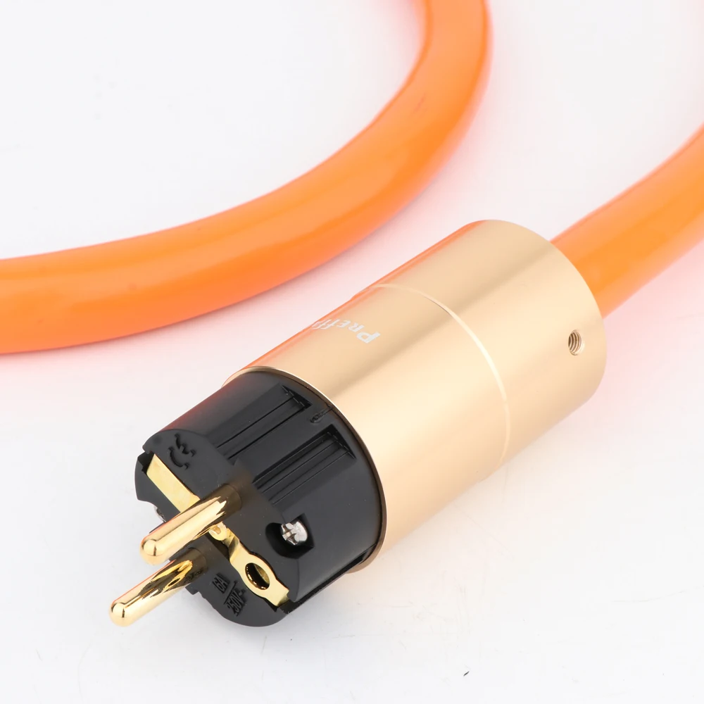 Preffair D505 99.998% High Purity OFC Copper Conductor Power Cable With Preffair Gold Plated EU Power Plug&IEC Female Connector