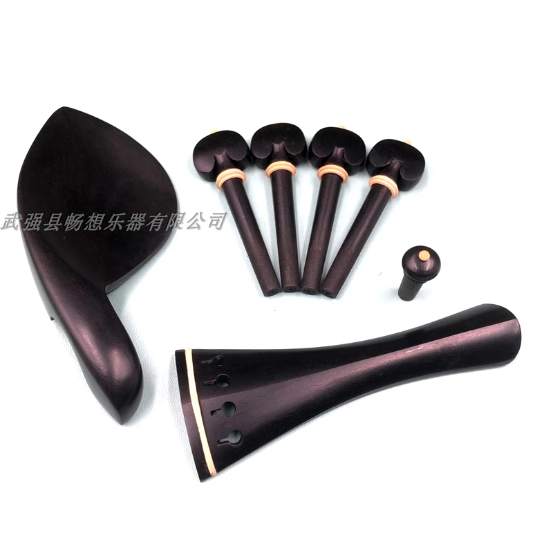 1 sets Ebony viola Accessories parts fittings,Tailpiece+Tuning pegs+Endpins+Chin rest/Chin Holder,Indonesian grade A ebony