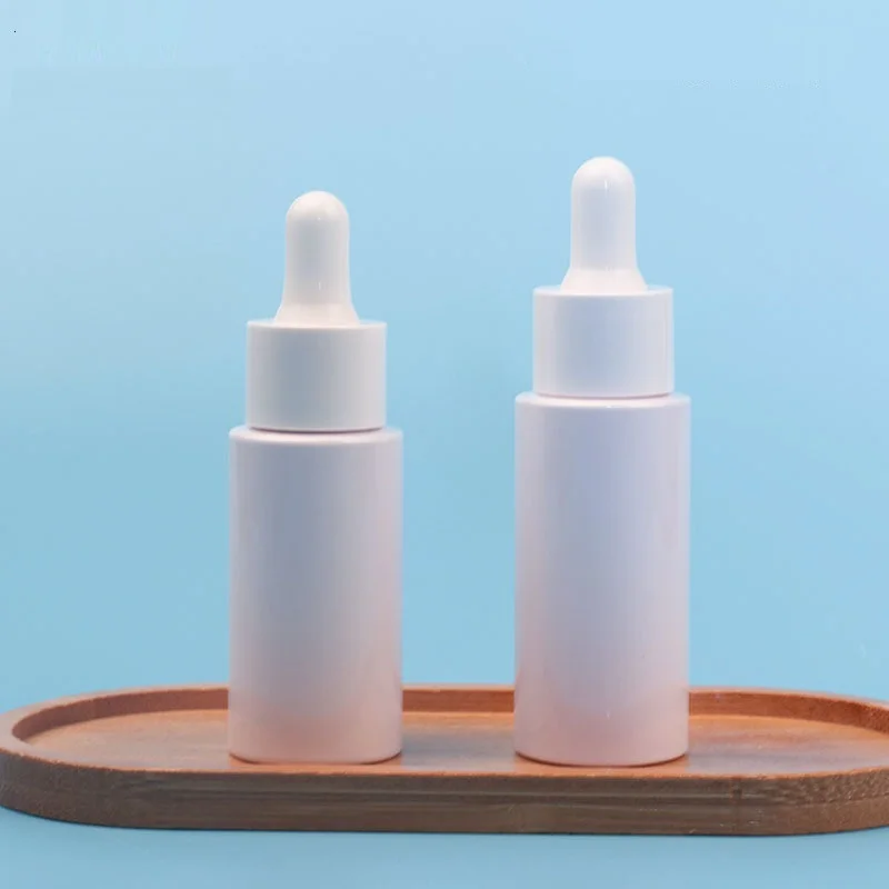 20ml 30ml Empty Plastic PET Dropper Bottle White Serum Drop Pipette Bottle Makeup Refillable Essential Oil Dropper Bottle 50pcs