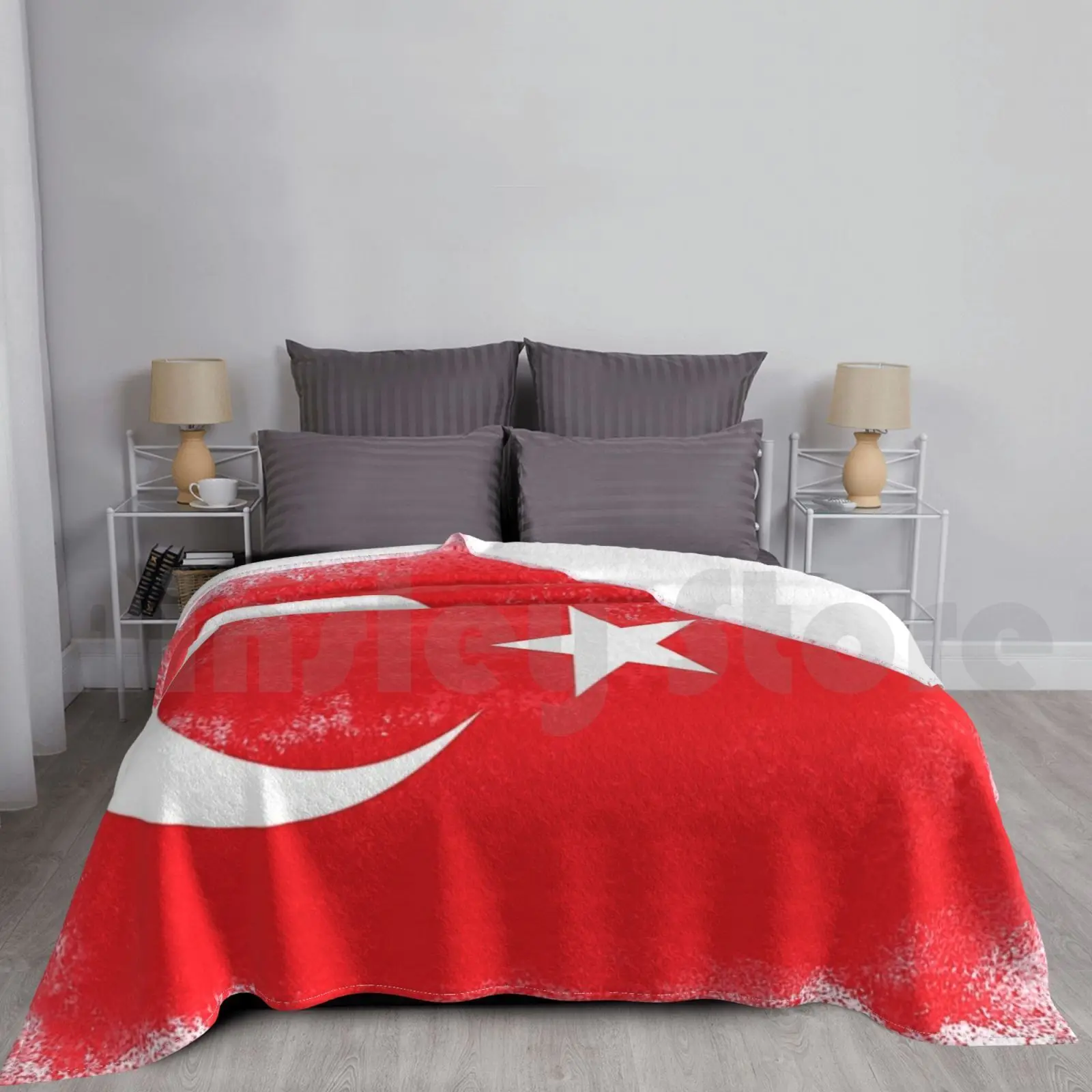 Turkey Flag Blanket Super Soft Warm Light Thin Turkey Flag State National Islam Crescent Culture Nation Concept