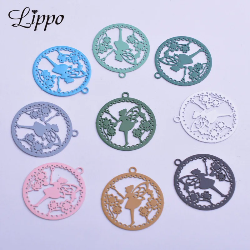 50pcs AC11676 20*22mm Magic Fairy Charms  Angle Girls Pendant DIY Earrings Jewelry supplies