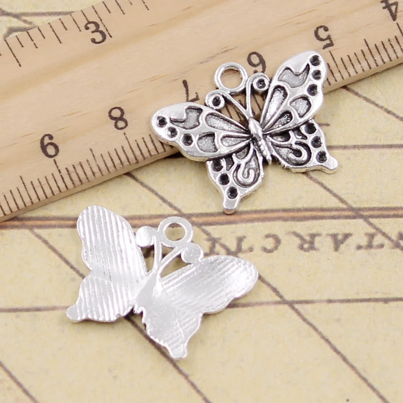 10pcs Charms Butterfly 20x25mm Tibetan Bronze Silver Color Pendants Antique Jewelry Making DIY Handmade Craft Pendant