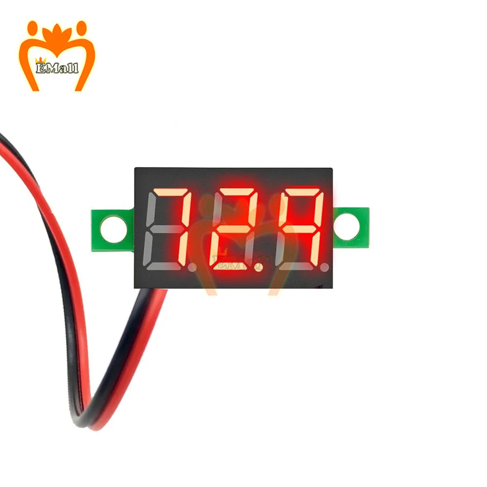 0.36 인치 0.36 "디지털 전압계 빨간색 녹색 파란색 DC 0V-100V 200V 3 라인 가변 전압 패널 미터 DC30V