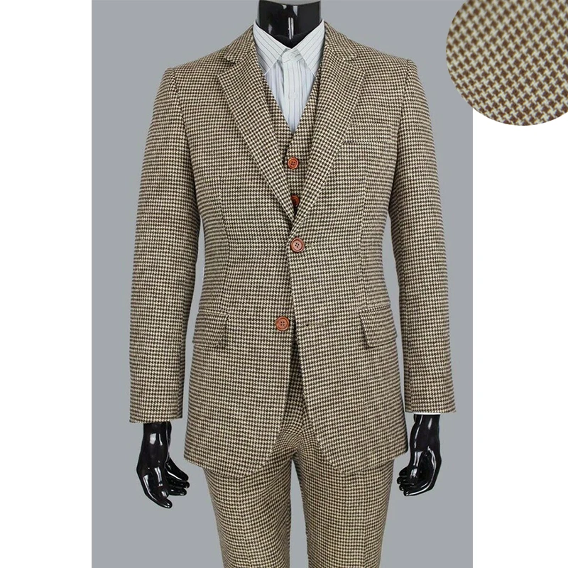 

Mans Suits For Wedding Slim Fit 3 Pieces Houndstooth Groom Tuxedos Wedding Suits Business Suits Prom Dresses(Jacket+Pants+Vest)