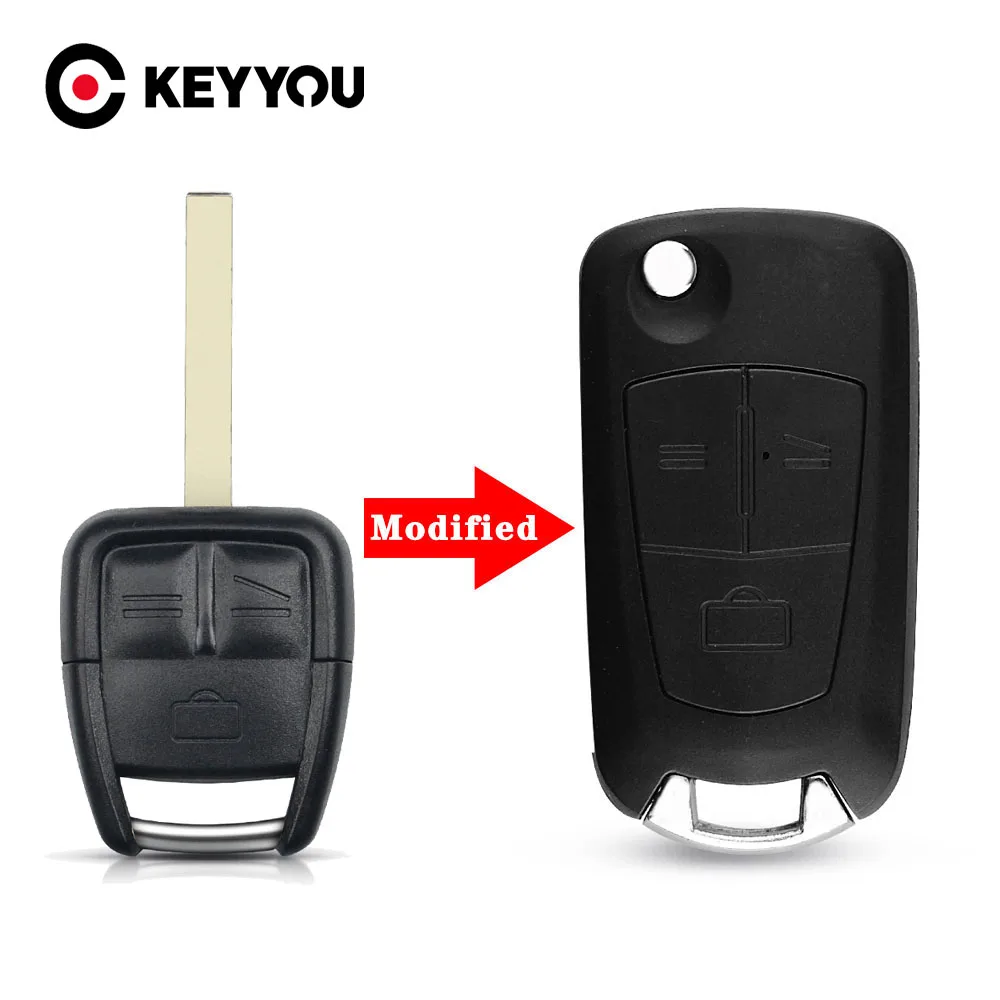 

KEYYOU Replacement 3 Buttons Modified Flip Folding Modified Key Shell for Vauxhall Opel Astra Vectra Zafira Uncut HU100 Blade