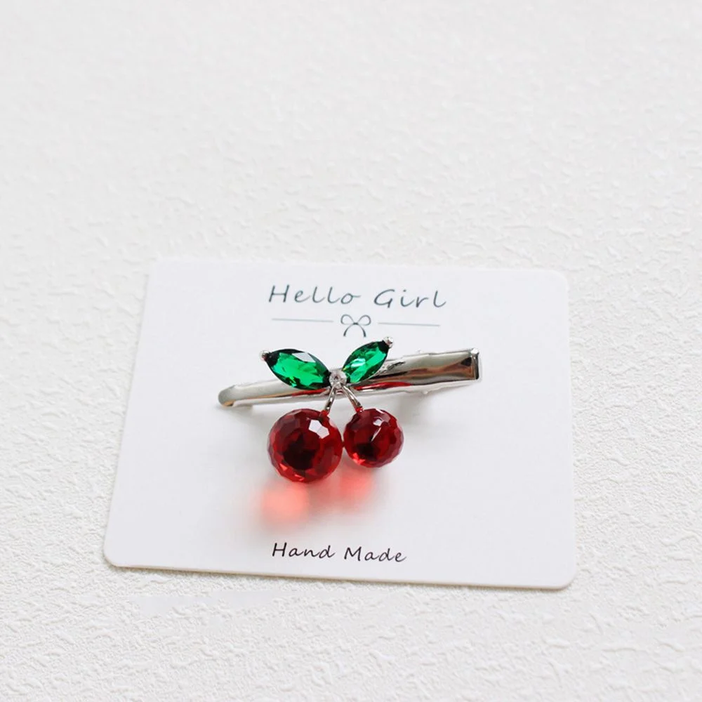 Fashion Crystal Cherry Hair Clip  Lovely Sweet Hairpins Barrette Headdress for Women Girl Hair Accessories