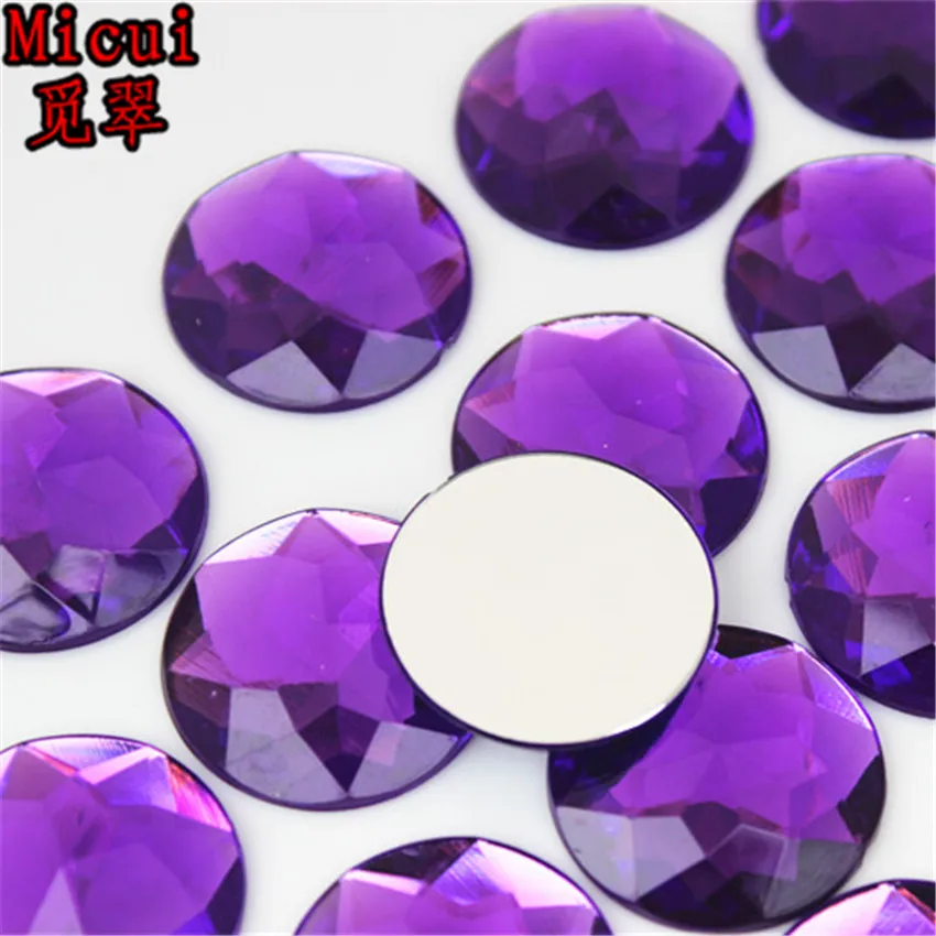 Micui 10pcs 30mm Multicolor Round Acrylic Rhinestones Crystal Flatback Rhinestones Stones For Strass Clothing Decorations MC562