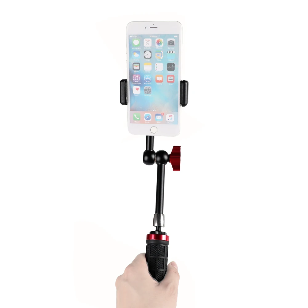 Kayulin Handle Grip Rubber-covered With Adjustable Smartphone Clip and  11 inch Articulating Magic Arm 1/4