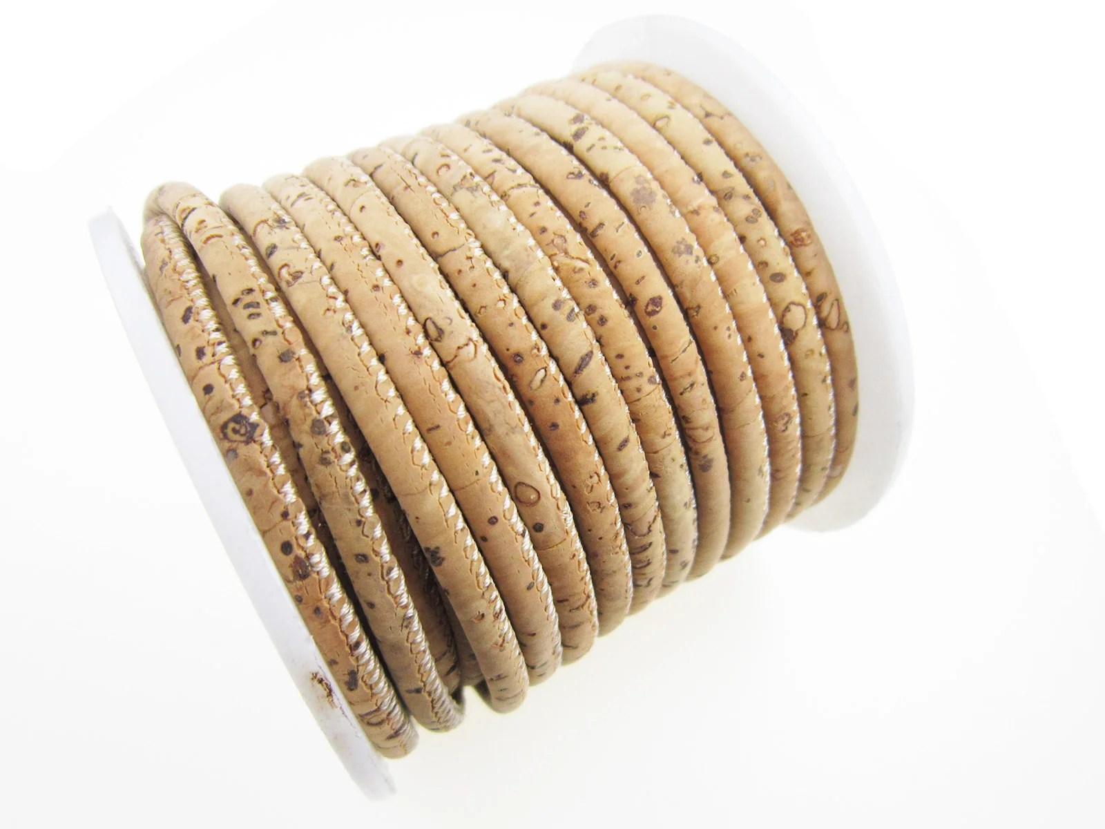 1meter - 3mm Cork leather cord Stitched natural cork piece Round portuguese cork leather