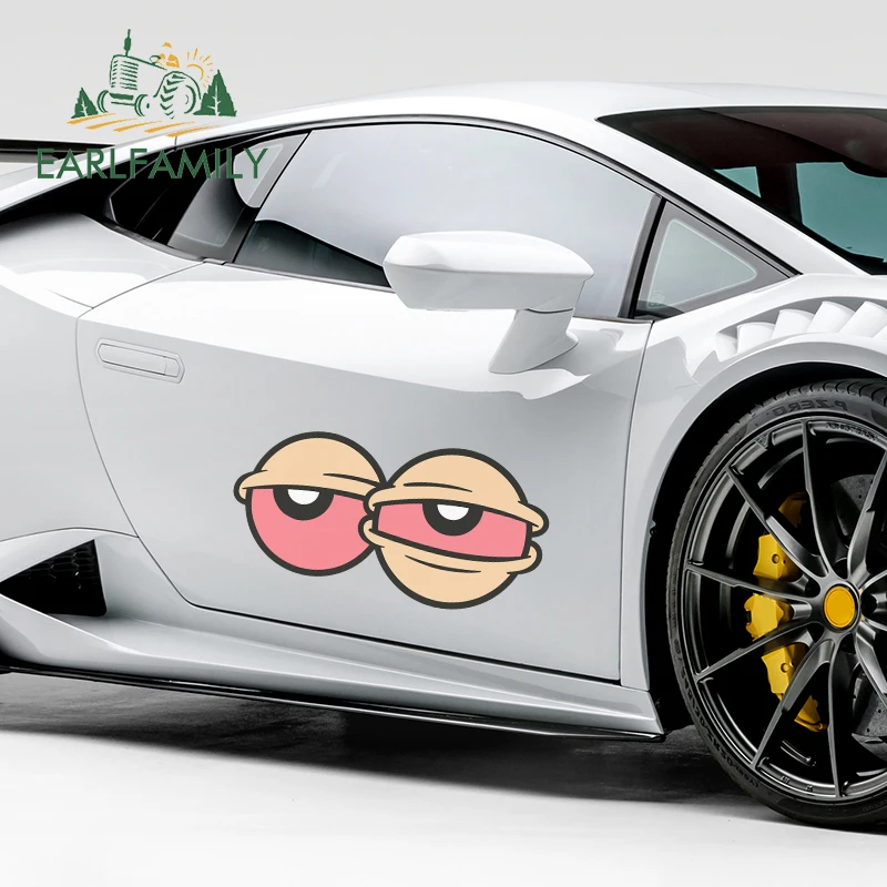 

EARLFAMILY 43 см x 22 см мультяшная наклейка для кузова автомобиля, красивая наклейка с глазами, JDM автомобильные аксессуары, графика, водонепроницаемые автомобильные наклейки