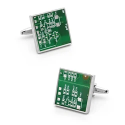 iGame New Arrival Fashion Cuff Links Green Color Circuit Board Design Quality Brass Material Men's Cufflinks Wholesale & Retail