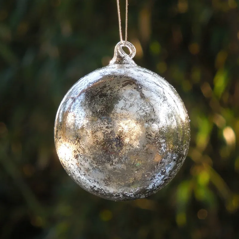 

2pcs/pack Diameter=10cm Middle Size Glass Globe Home Decoration Christmas Tree Silver Sheet Ball Festival Hanger