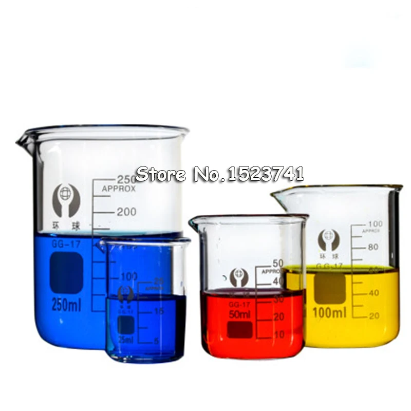 Capacity 5ml-300ml Low Form Beaker Measuring Glass Chemistry Lab Borosilicate Glass Transparent Beaker Wholesales