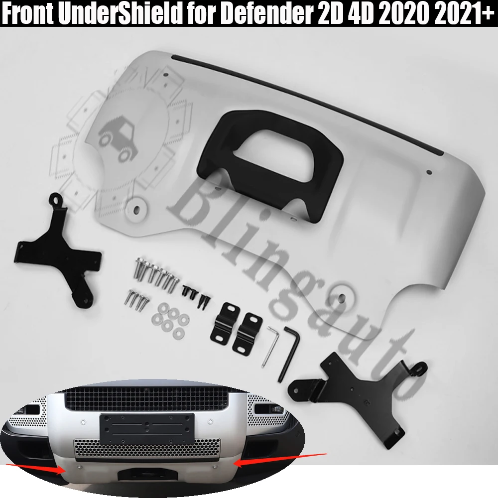 Fits for -Land Rover Defender 2020 2021 2D 4D Front UnderShield aluminum silver