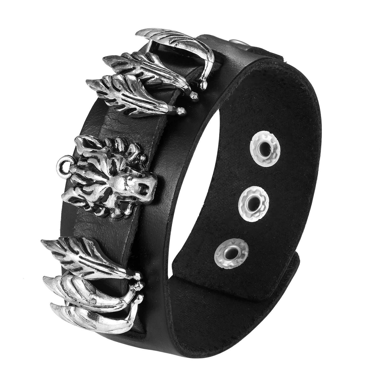 BONISKISS 2021 New Arrival Braided Leather Bracelet for Men Women Punk Rock Wide Belt Wristband Cuff Bracelet Adjustable