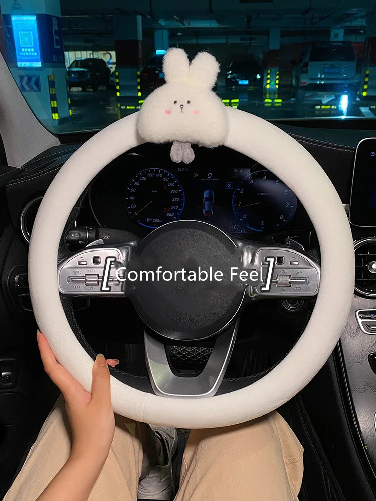 New  Winter Female Plush Warm Winter Handlebar Cover Four Seasons Universal Non-slip Car Steering Wheel Cover