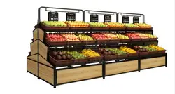 Fruit and vegetable shelf market supermarket vegetable rack fruit shop vegetable shop display rack steel and wood fruit rack veg