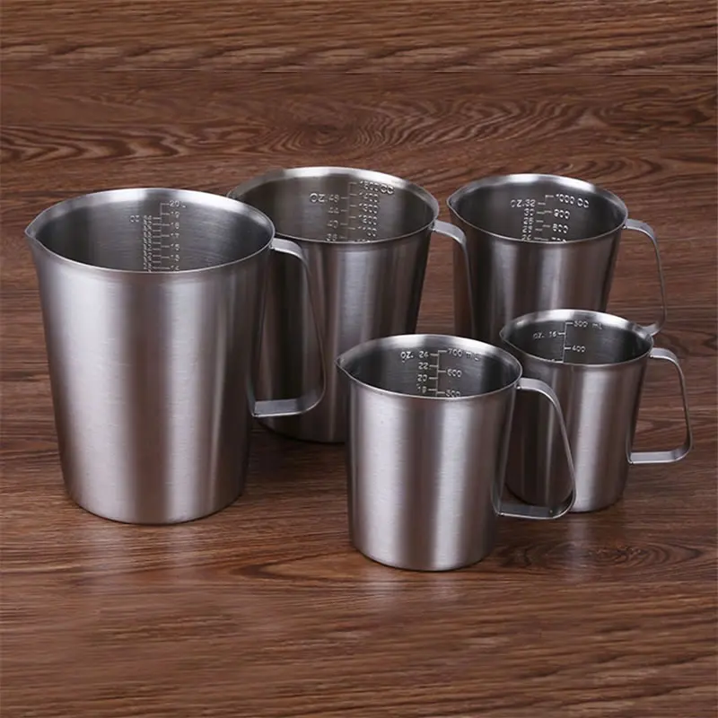 1Pcs measuring cup 500ml 1000ml 304 stainless steel Thickened measuring cup 1500ml 2000ml Kitchen Tools for coffee/milk