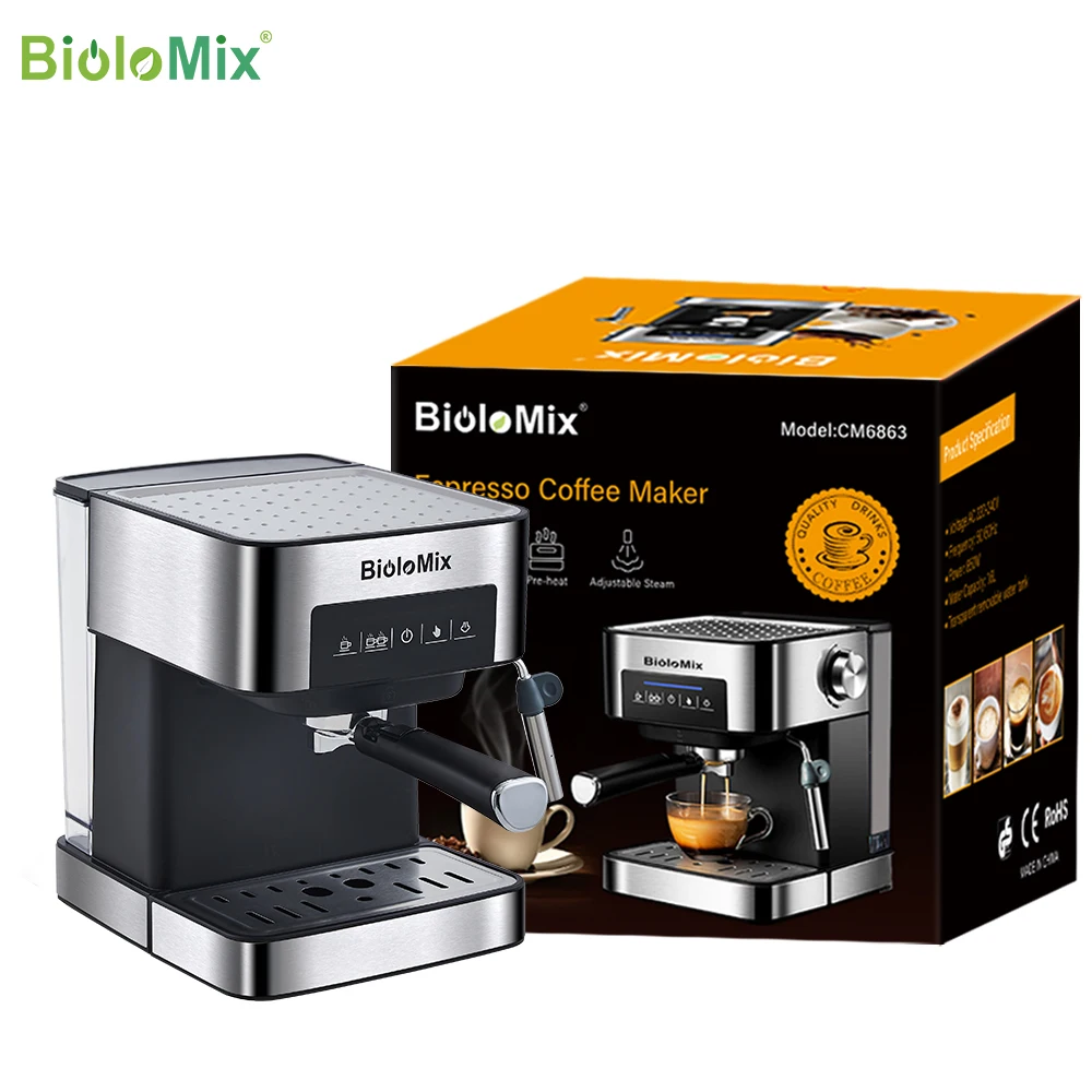 BioloMix 20 Bar Italian Type Espresso Coffee Maker Machine with Milk Frother Wand for Espresso, Cappuccino, Latte and Mocha