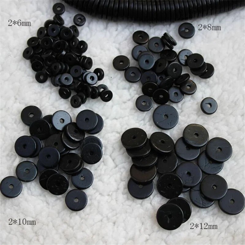 50pcs 6 8 10 12MM Natural Coconut Shell Flat Discs Beads Spacer For Handmade Bracelet Jewelry Accessories Making Supplies Charms