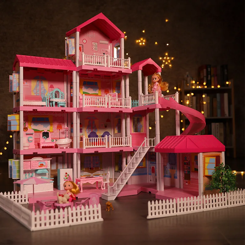 Play House Toys Model Princess Castle Set Dollhouse Model Villa House Children Birthday Gift