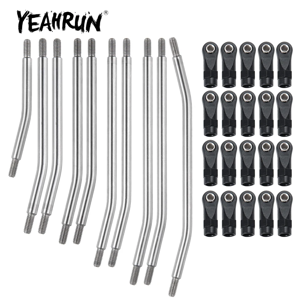 

YEAHRUN 313mm/324mm Wheelbase Metal Linkage Steering Link Rod with Nylon Ball End for Axial SCX10 II 90046 1/10 RC Crawler Car