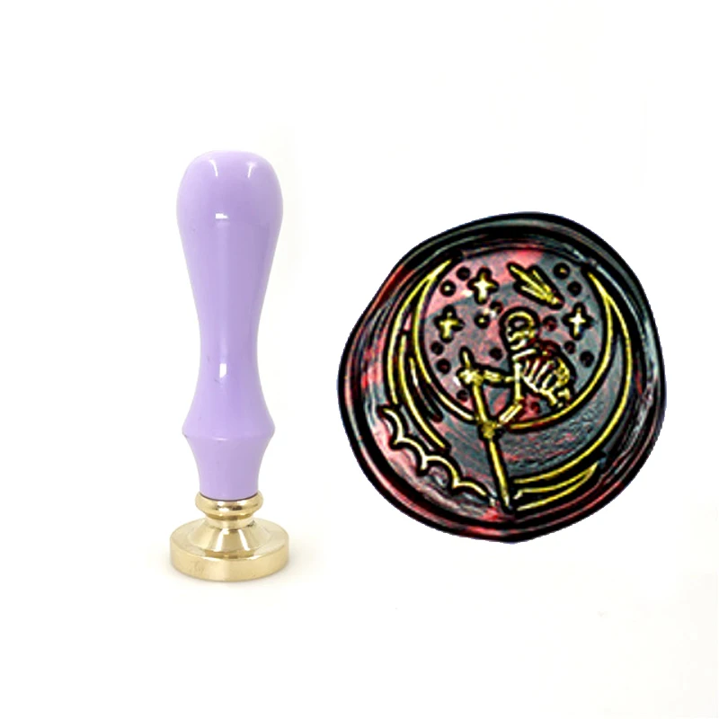 

Skull Moon Wax Stamp Exquisite Paint Purple Plastic Handle,Ancient Seal Retro Stamp,Personalized Stamp Wax Seal High Quality