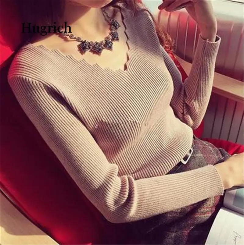 Fashion Autumn Women Long-Sleeve Knitted Sweater Female Jumper Pullover Solid Basic Elasticity Women Clothing Pull Femme