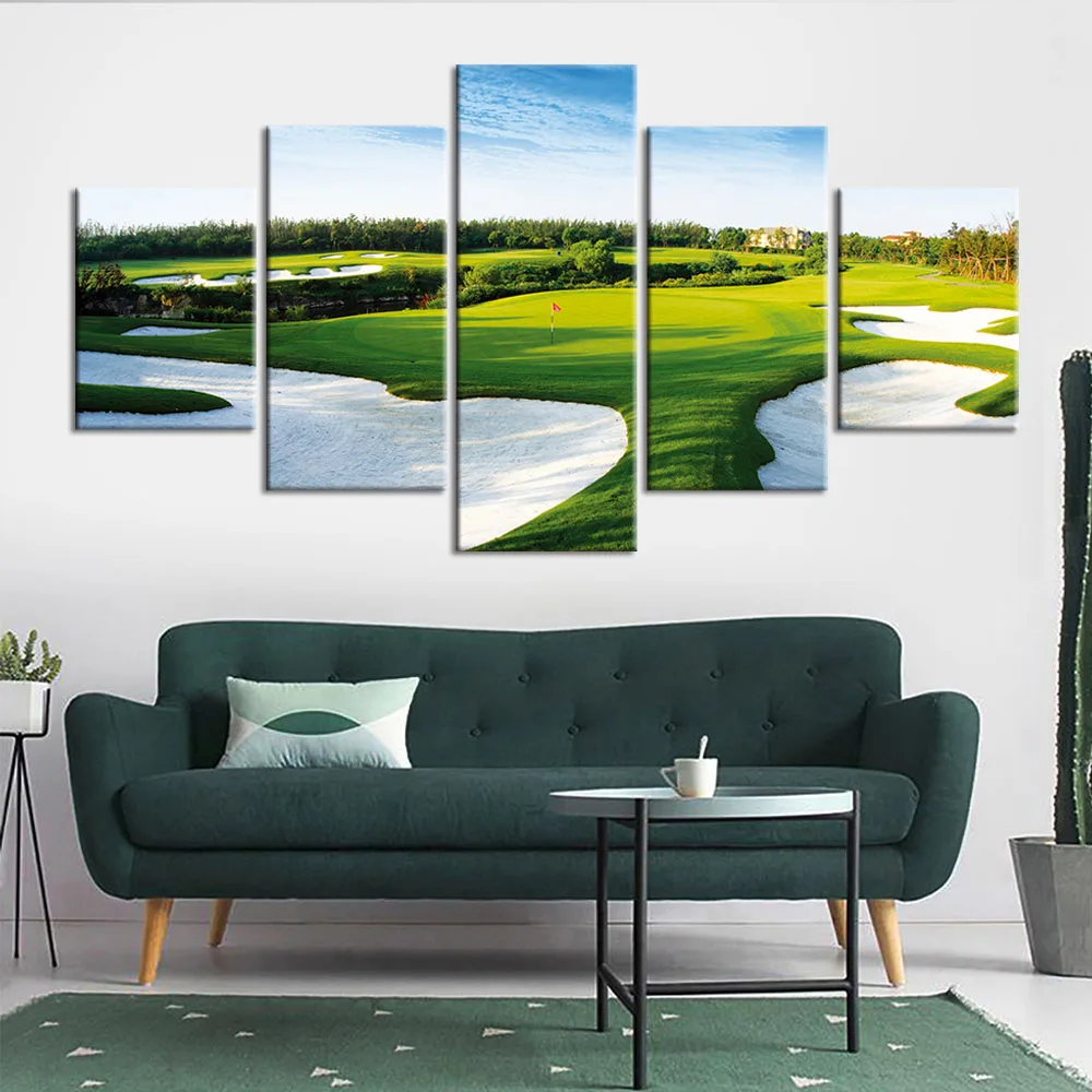 5 Piece Canvas Paintings Home Decor HD Prints golf course Pictures Poster Wall Art
