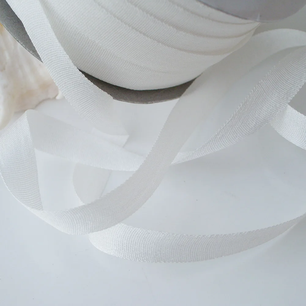 100% Pure Silk Ribbon Tape for Embroidery Handcrafts Art,Double Face Taffeta Natural Off White Ribbons,30meters