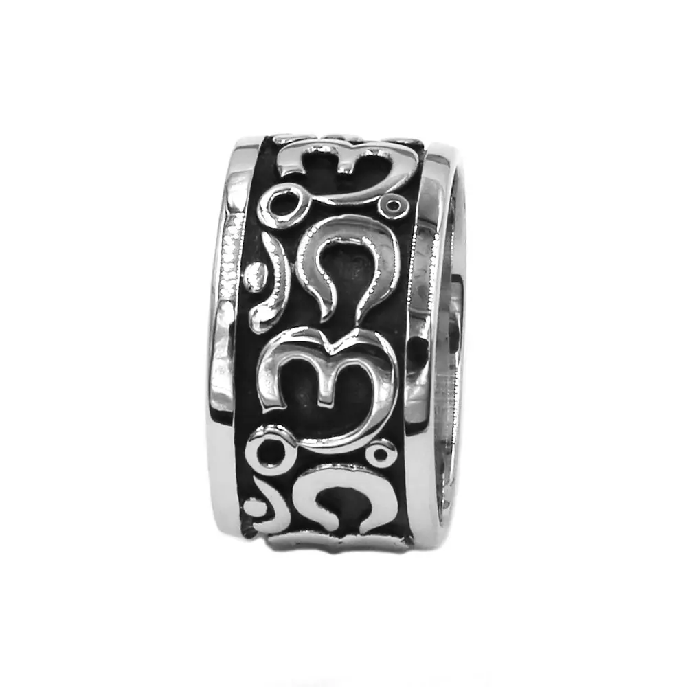 Wholesale Om Symbol,Buddhism, Zen Art Ring Stainless Steel Jewelry India Om Yoga Motor Biker Ring Mens Ring SWR1011A