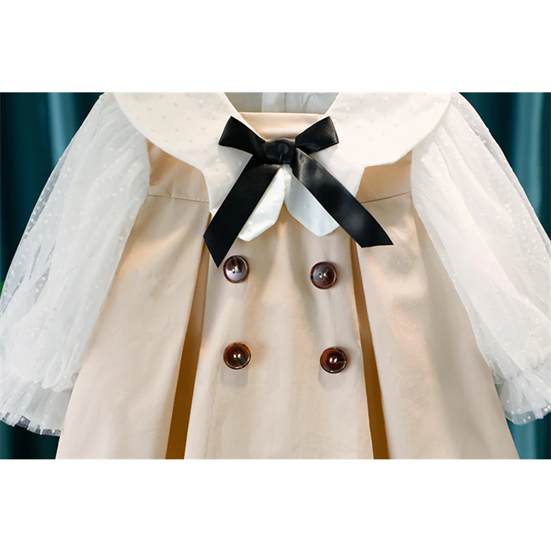 Baby Girl Dress Kids Beige Ladies Trench Coat Dress Birthday Party Princess Dress Toddler Spring Autumn Clothes 0 1 2 3 4 5Years