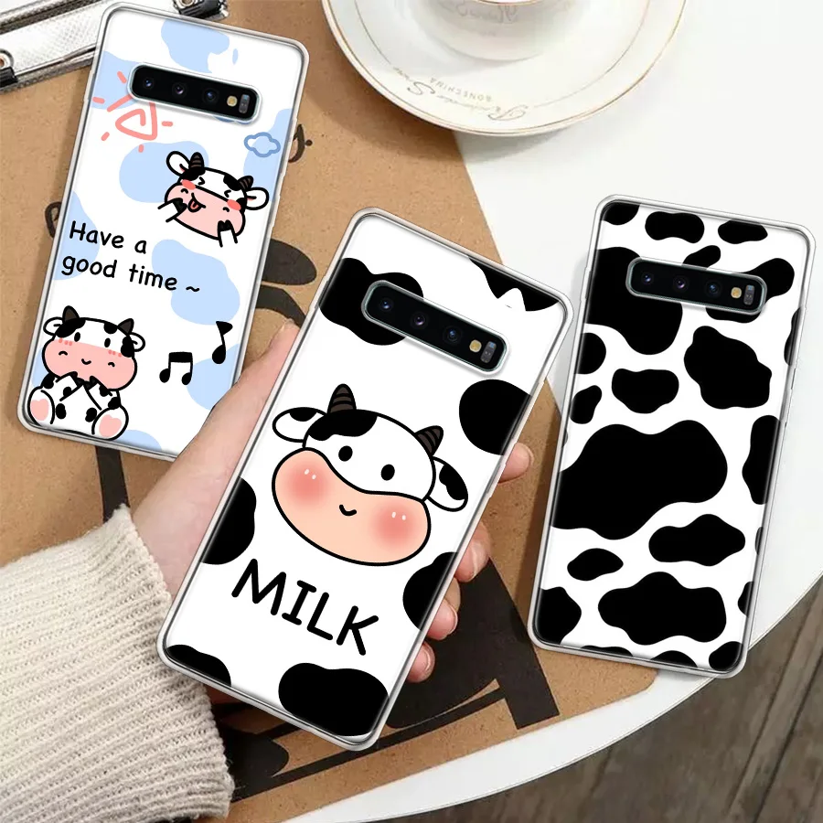 Dairy Cattle Cow Speckle Cute Silicon Call Phone Case For Samsung Galaxy S23 S24 Ultra S21 S20 FE S22 S10 Plus S10E S9 S8 + Cove