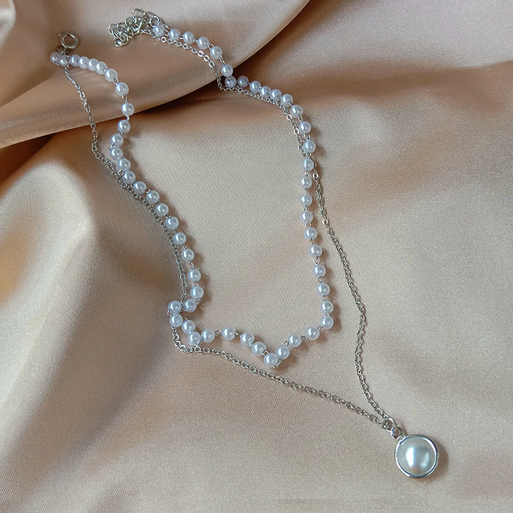 SUMENG 2024 Neue Mode Kpop Perle Choker Halskette Nette Doppel Schicht Kette Anhänger Für Frauen Schmuck Mädchen Geschenk – Detail 9
