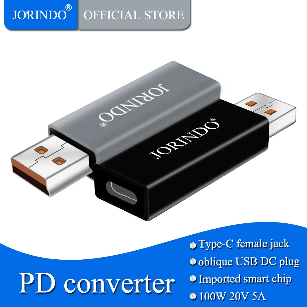 JORINDO  Type-c female socket to oblique usb plug PD decoy fast charging power conversion head，for Lenovo yoga3