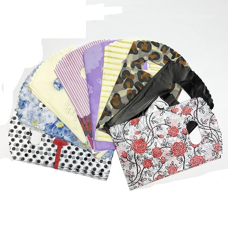 Plastic Gift Handle Bag For Girls, Small Candy Jewelry Packaging Bag with Handles Mini Cute, New Fashion, 9*15cm, 50 PCs/Lot