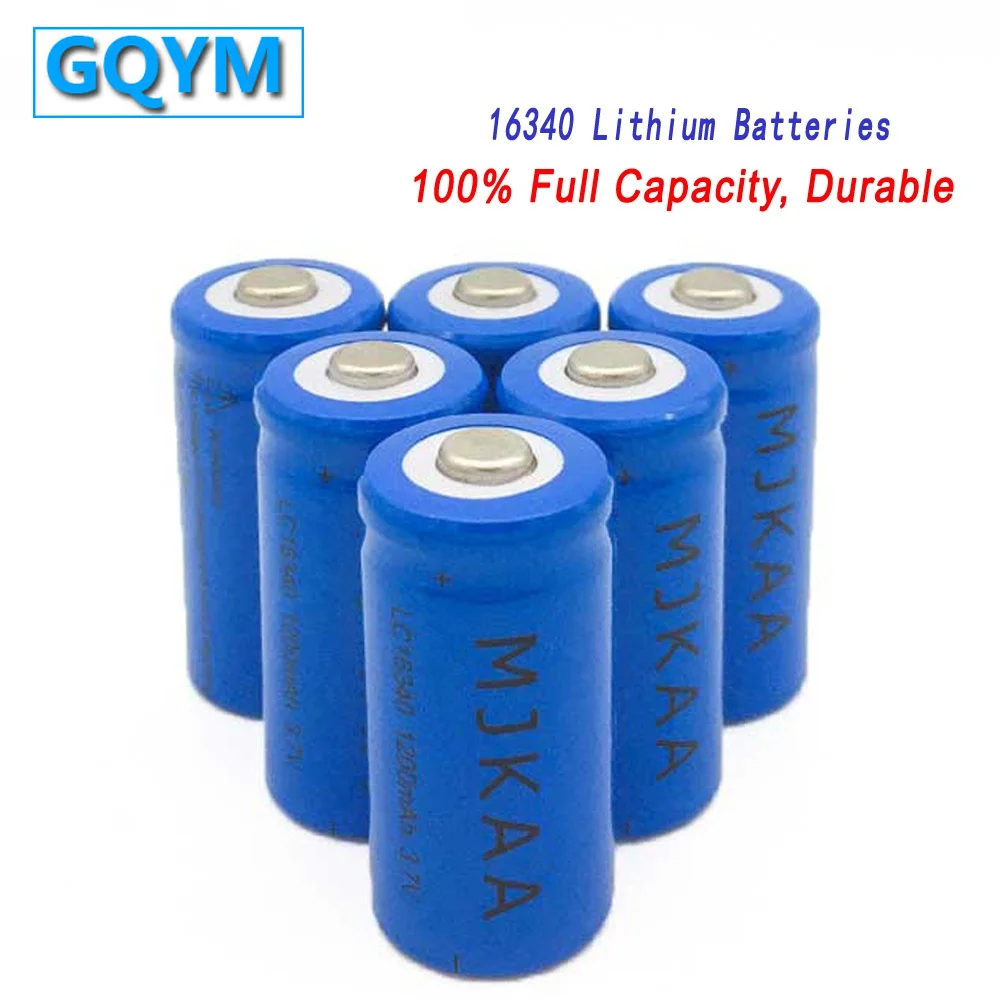 Wholesale Price 6pcs 16340 1200mah Rechargeable Battery CR123A 3.7V Li-ion Batteries