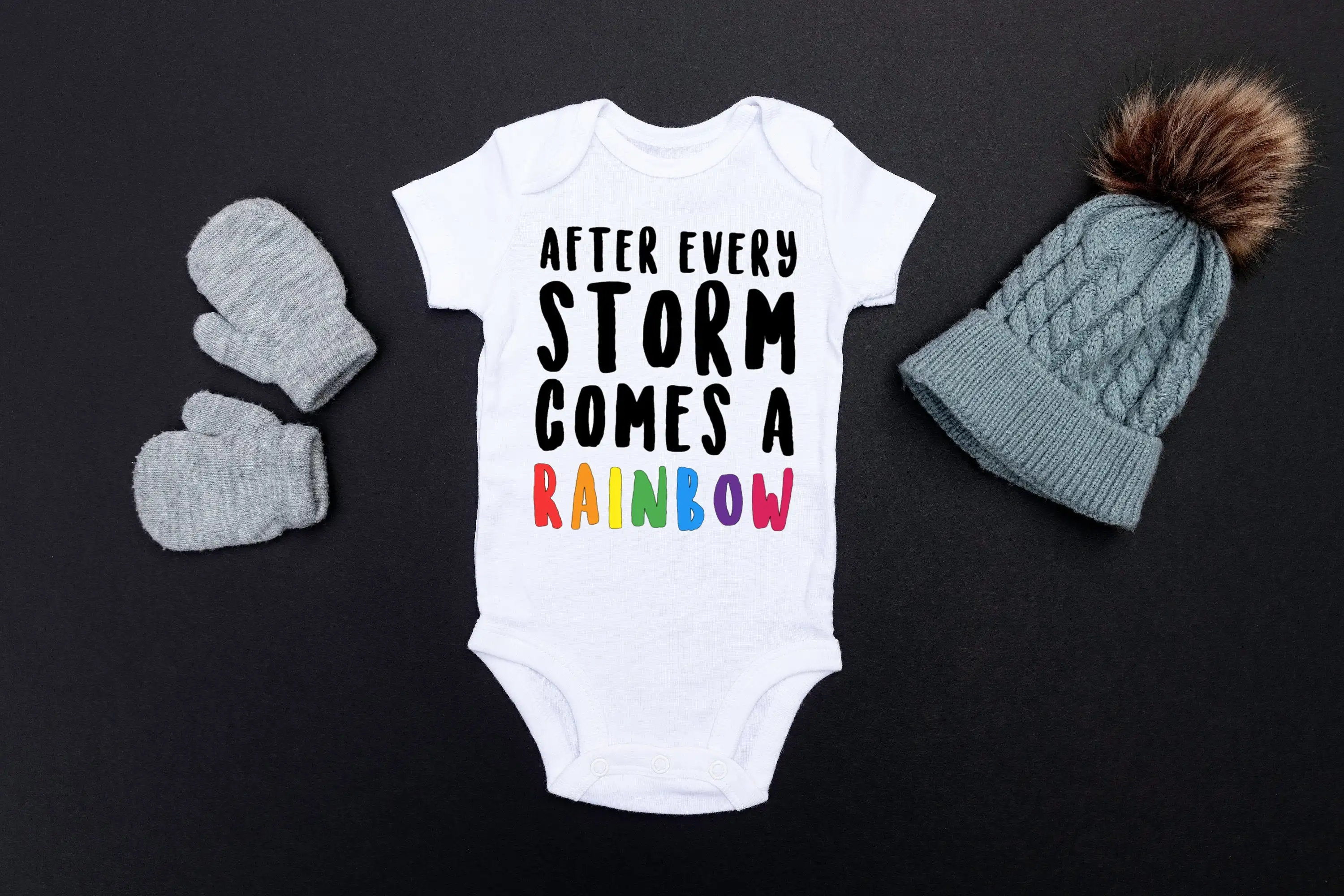 After Every Storm Comes A Rainbow Baby  Baby Rainbow Bodysuits Pregnancy Announcement  Babyshower Gift Fashion