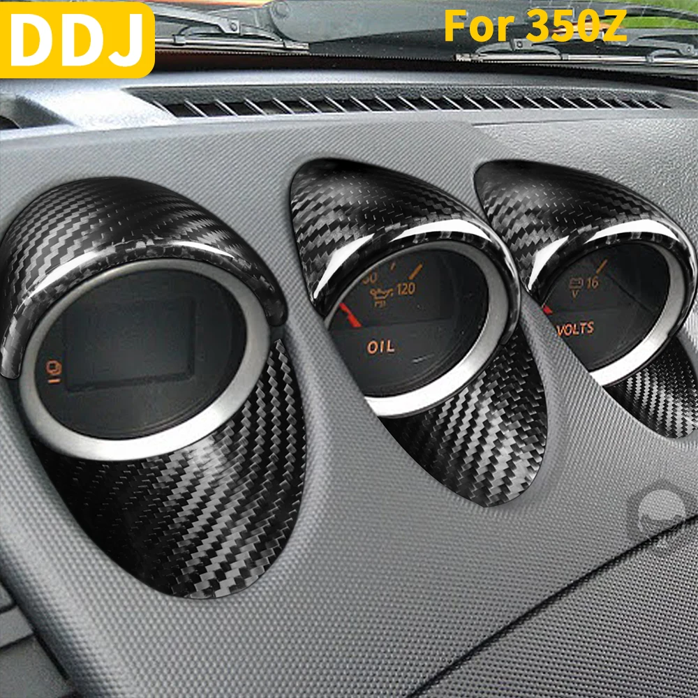닛산 350Z Z33 용 리얼 탄소 섬유 내부 게이지 포드 트림 커버, 대시 포인터 스티커 장식 액세서리