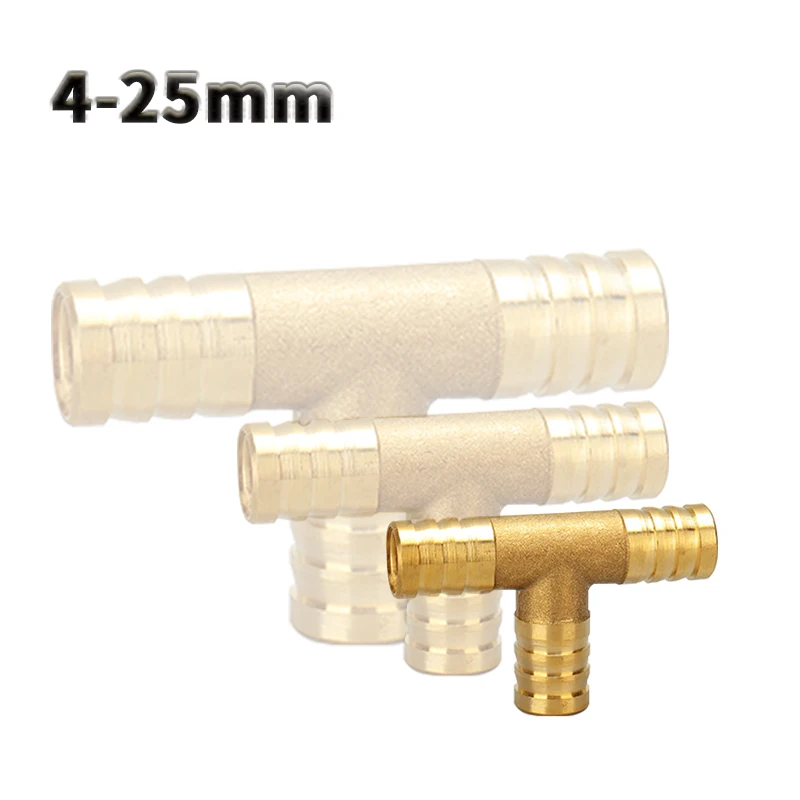 Brass Barb Pipe Fitting 3wayT Brass Connector For 4mm - 25mm Hose Copper Pagoda Water Tube Fittings Pagoda Connector