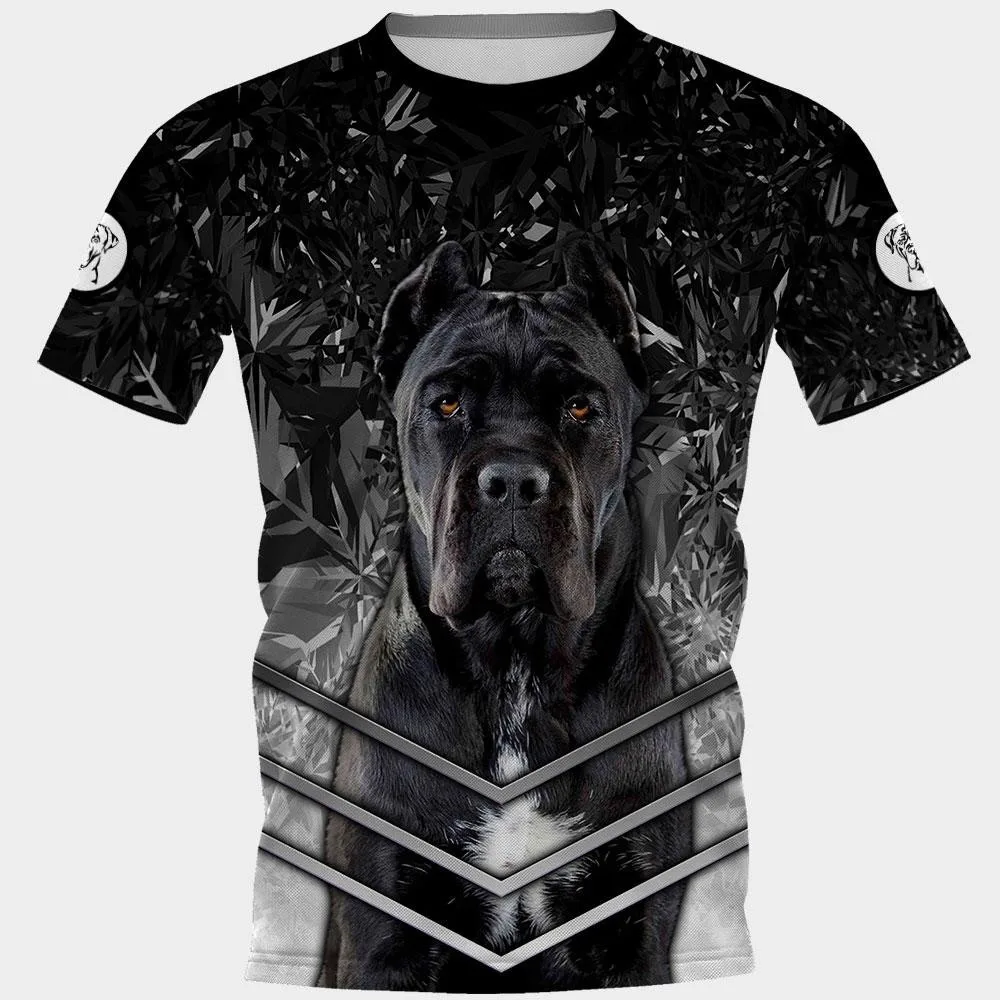 HX Animals T-shirts 3D Graphic Animals Kaleidoscope Dogs AMSTAFF Pullovers Tees Fashion Splicing Short Sleeve T-shirts