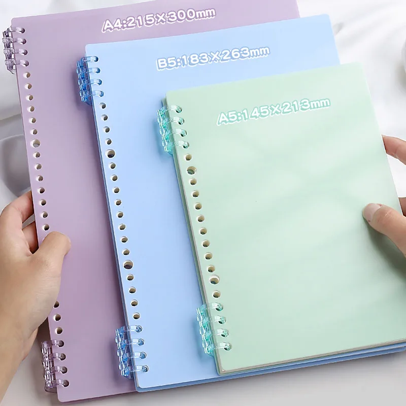 6 Sheets A4 A5 B5 Loose-leaf Book Cover Colorful Notebook Case PP Waterproof Notebook Shell DIY Planner Accessories