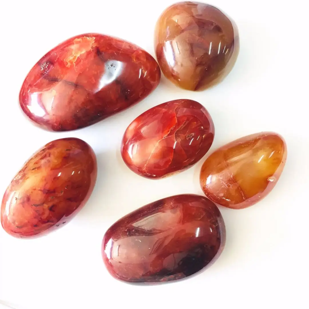 MOKAGY 90g-120g Natural Carnelian Red Agate Quartz Crystal Polished Palm Stone 1pc